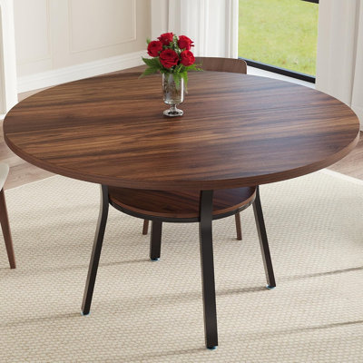 Round Dining Table for 4-6, 47 Inch Kitchen Table with Sturdy Metal Frame, Space Saving Circle Dining Room Table for Small Space (Table Only) by Ebern Designs