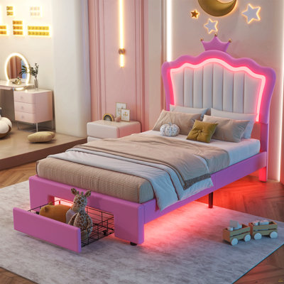 Upholstered Bed Frame With LED Lights, Upholstered Bed by Latitude Run