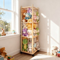Stuffed Animal Storage Organizer, Solid Wood Toy Storage Rack With Removable Shelves by One Allium Way