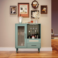 Modern Wine Bar Cabinet, Liquor Coffee Bar Cabinet Storage Buffet Sideboard Table with Wine Rack and Drawers Glass Door Display for Home Kitchen Dinin by Ophelia & Co.