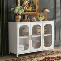 48" Metal Sideboard, 3 Doors, Adjustable, White by Ebern Designs