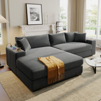 Sectional Sofa With Thick Cushions, And Built-In Cup Holders & Charging Ports by Latitude Run
