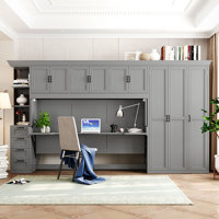 Twin Size Murphy Bed Wall Bed with Wardrobe, Cabinet and Desk