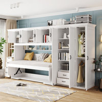 Twin Size Murphy Bed Wall Bed with Wardrobe, Cabinet and Desk by Latitude Run