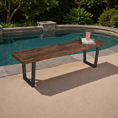 Metal/Solid Wood Outdoor Bench by Red Barrel Studio