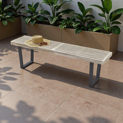 Metal/Solid Wood Outdoor Bench by Red Barrel Studio