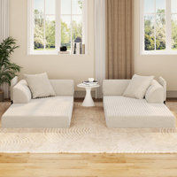 79" Corduroy Convertible Loveseat Sleeper With Pillows & Armrest Storage Pockets by Latitude Run
