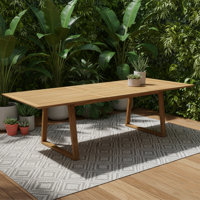 Outdor Patio FSC Teak Wood Rectangular Dining Table by Beachcrest Home