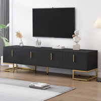 Modern TV Stand With Metal Legs And Gold Handles For Tvs Up To 80