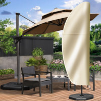 Patio Umbrella Cover,Heavy Duty 420D Oxford Fabric With Pole & Zipper (Khaki) by Arlmont & Co.