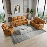 PLATO Eco-Leather 8 Piece Manual Reclining Living Room Sofa Set by Ophelia & Co.