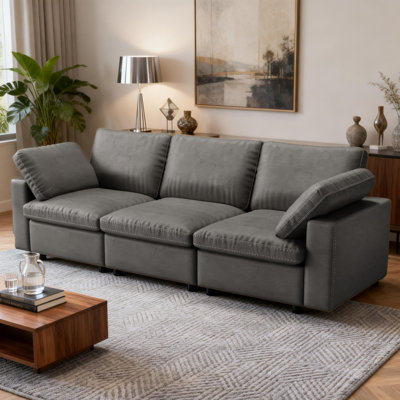 100" Pu Sectional Couch With L-Shape Chaise&Movable Ottoman,Modern Modular Sofa With Deep Seat,Couches For Living Room Bedroom by Mercer41