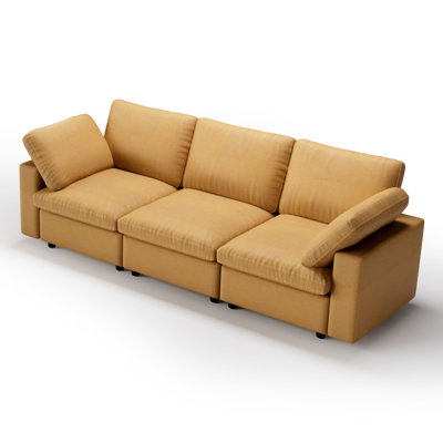 100" Pu Sectional Couch With L-Shape Chaise&Movable Ottoman,Modern Modular Sofa With Deep Seat,Couches For Living Room Bedroom by Mercer41