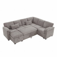 97” L-Shaped Chenille Sectional Sofa with Sleeper & Storage Ottoman – 7 Seats + 2 Pillows by Latitude Run