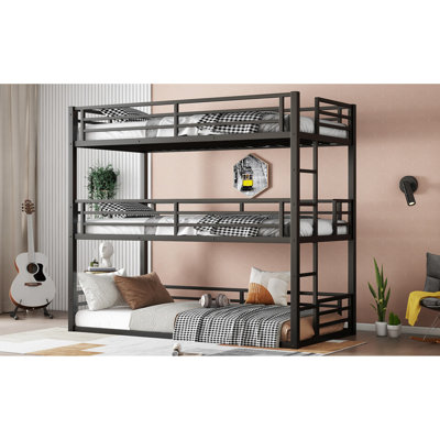 Queen Over White Metal Bunk With Structure And Features For Space - Efficient Homes Triple Bed In Specification, Guardrails, Noise Less Home Use by Latitude Run