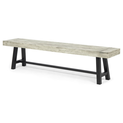 Grey Patio Bench With Construction - Solid Wood And , 74In Length, 43.76Lb Weight Stylish Outdoor In & X 14.5In, For Space