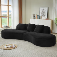 Cheerful Corduroy Upholstered 4 - Seat Sectional Couch For Apartment, Comfortable Spring Cushions, Instant Use Exceptional by Latitude Run