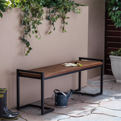 19.08" High Bench With Wood And Iron In Sham Finish - 54"X15.8"X19.08 by 17 Stories