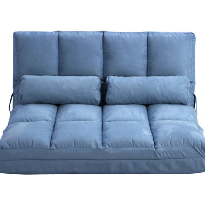 Folding Bed Chair - Adjustable , 2 Pillows, 40.25" L, Blue , Floor Convertible With
