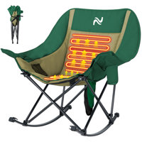Oversized Heated Rocking Camping Chair, Heavy Duty Padded Recliner, Foldable Outdoor Lawn Chair by Wrought Studio