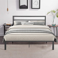 Modern Charcoal Grey Queen-Size Metal Bed Frame - & Stable, Silent Sleep, Easy To Put Together, Under Storage Option, Compatible With All Mattresses,