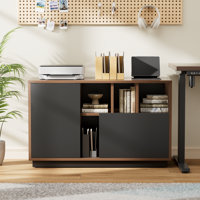 Crain 39"W - Modern Storage Cabinet With Nested Hidden Drawers, Adjustable Shelves And Open Storage For Home Office by Latitude Run