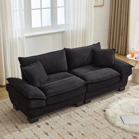 Renville 84" Upholstered Pillow-Top Arm Loveseat Sofa with 2 Throw Pillows by Latitude Run