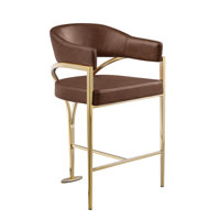 Leathaire Barstool With Matte Chrome Frame by Orren Ellis