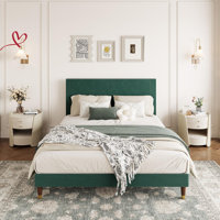 Modern Twin/Full/Queen/KING Bed Frame with Upholstered Headboard and Strong Metal Slats Support, No Boxing Spring Needed
