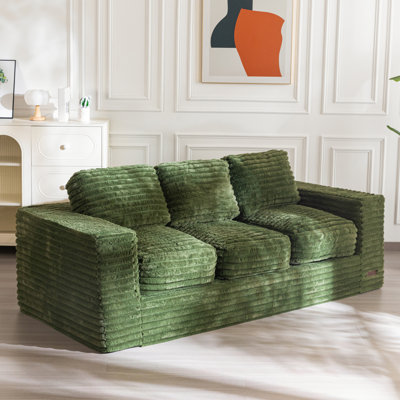 75" Bean Bag Sofa Upholstered 3-seater Floor Sofa With Pillows by Trule