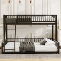 White Metal Full XL Over Queen Space Saving Heavy Duty Bunk Bed Frame by Latitude Run
