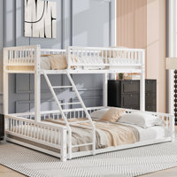 White Metal Full XL Over Queen Space Saving Heavy Duty Bunk Bed Frame by Latitude Run