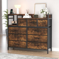 Modern 9-Drawer TV Stand with Charging Station & Power Outlets, Media Console Storage Dresser, Open Shelf Entertainment Center for Living Room, Bedroo by Ebern Designs