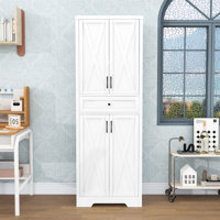 Freestanding Storage Cabinet with Drawer, Adjustable Shelves and Doors