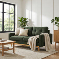 Saltzman Mid-Century Modern Loveseat with Tufted Back and Solid Wood Legs by Latitude Run