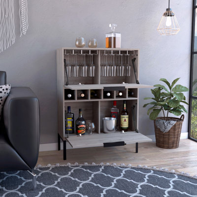 Bar Cabinet Puertu, Six Wine Cubbies, Double Door Cabinet by Corrigan Studio