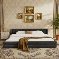 King Size Upholstered Bed Frame with Thick Fabric by Latitude Run