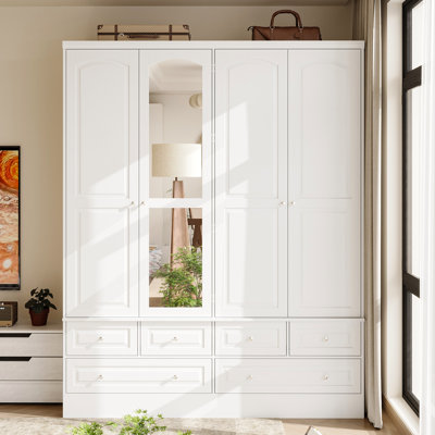 4-Door 6-Drawer Wardrobe With A Large Mirror by Latitude Run