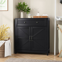 Kitchen Sideboard Buffet Cabinet,Farmhouse Storage Cabinet With Drawer And Adjustable Shelf,Barn Door Accent Cabinet For Kitchen,Dining Room,Entryway, by Ophelia & Co.
