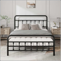 Metal Bed Frame,Queen Size Bed Frame With Headboard,Structurally Stable, Under Bed Storage,No Box Spring Needed,Black by Harper Orchard