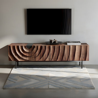 Onda Tv Console, Cream-white Finish – 79? Modern Entertainment Center With Push-to-open Doors by Hokku Designs