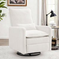Recliner Chair, Swivel Recliners With Pillows, Small Rocker Recliner For Small Space, Manual Recliner With Side Pockets by Ebern Designs