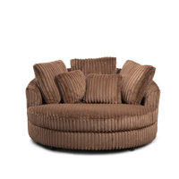 Slipcovered Oversized Round Indoor Chaise Lounge by Latitude Run