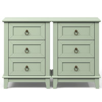 Modern 3-Drawer Wooden Nightstand Set Of 2, Tall & Narrow by Latitude Run