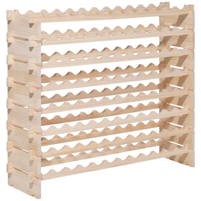 96 Bottle Stackable Modular Wine Rack, 8-Tier, Floor Freestanding Wine Storage Rack, Solid Wood Wines Display Shelf, Wobble-Free Shelves, Easy Assembl by Ophelia & Co.