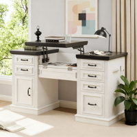 58In L-Shaped Desk With Adjustable Standing Top, Storage Drawers & Charging Ports by Ophelia & Co.