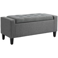 Storage Ottoman, Linen Upholstered Storage Bench With Lift Top And Button Tufted For Living Room by Red Barrel Studio