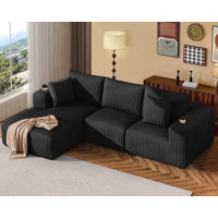 Modular Sofa Bed: No-Assembly Sectional Sleeper With Removable Pillows & Customizable Layout by Wrought Studio