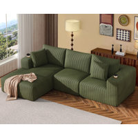Modular Sofa Bed: No-Assembly Sectional Sleeper With Removable Pillows & Customizable Layout by Wrought Studio