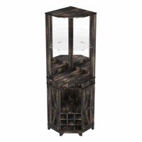 Corner Bar Storage Cabinet, Farmhouse Wine Cabinet With Glass Rack For Dining Room, Living Room, Kitchen